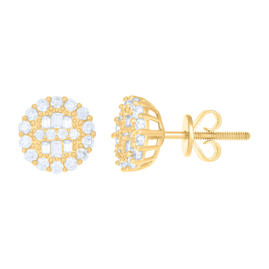 10kt Yellow Gold Womens Moissanite 0.724ct Fashion Stud Earrings