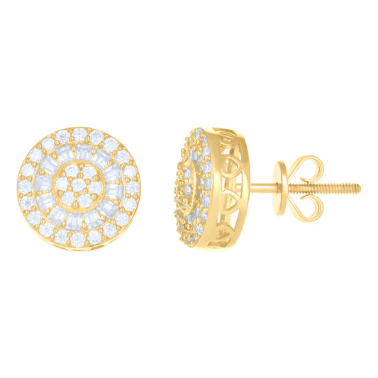 10kt Yellow Gold Womens Moissanite 0.912ct Fashion Stud Earrings