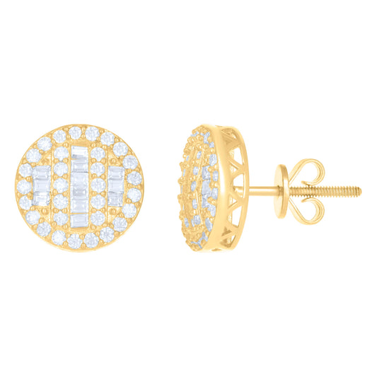 10kt Yellow Gold Womens Moissanite 0.736ct Fashion Stud Earrings