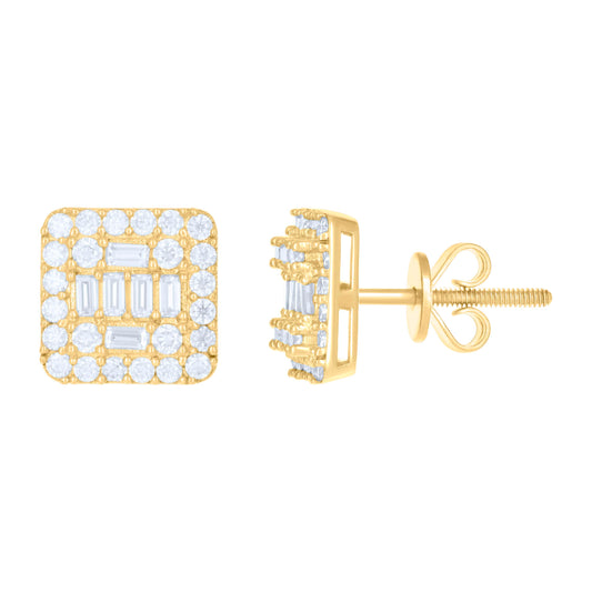 10kt Yellow Gold Womens Moissanite 1.216ct Square Fashion Stud Earrings