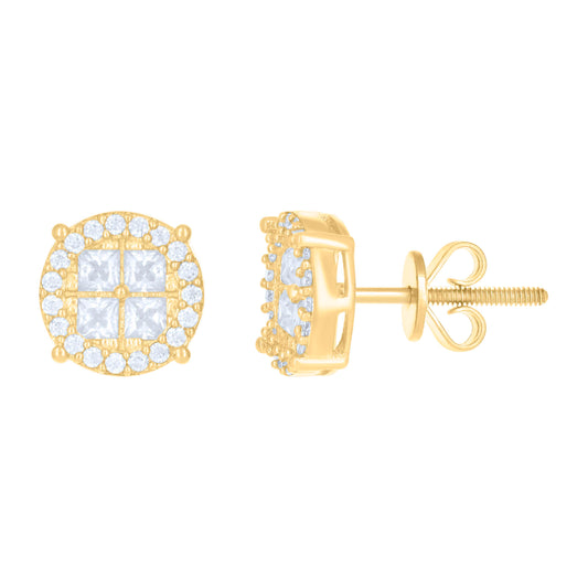 10kt Yellow Gold Womens Moissanite 0.80ct Fashion Stud Earrings