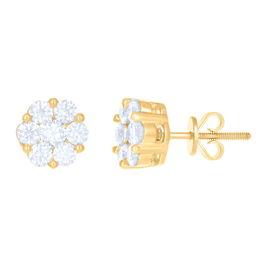 10kt Yellow Gold Womens Moissanite 1.156ct Flower Fashion Stud Earrings