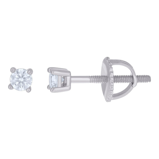 14Kt White Gold 3mm Moissanite Screw Back Earrings