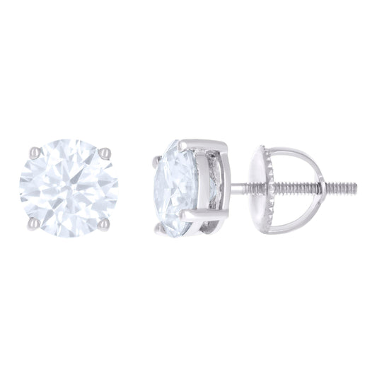 14Kt White Gold 7mm Moissanite Screw Back Earrings