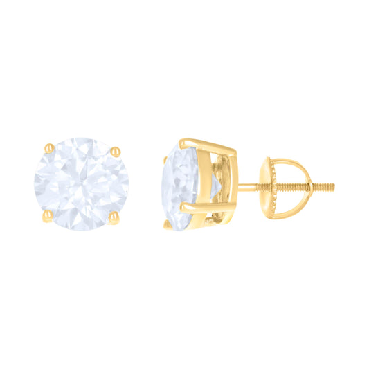 10kt Yellow Gold Unisex Moissanite 6.00ct Solitaire Stud Earrings