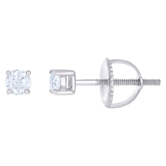 10kt White Gold Unisex Moissanite 0.20ct Solitaire Stud Earrings