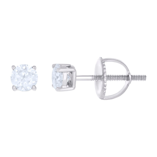 10kt White Gold Unisex Moissanite 0.60ct Solitaire Stud Earrings