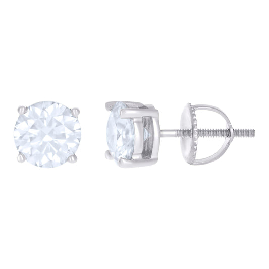 10kt White Gold Unisex Moissanite 1.60ct Solitaire Stud Earrings