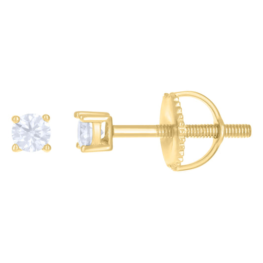 925 Silver 3mm Round Screwback Moissanite Ctw 0.2