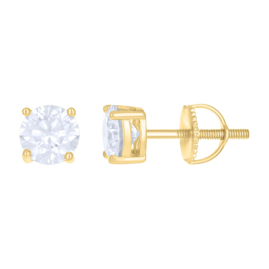 925 Silver 6mm Round Screwback Moissanite Ctw 1.60