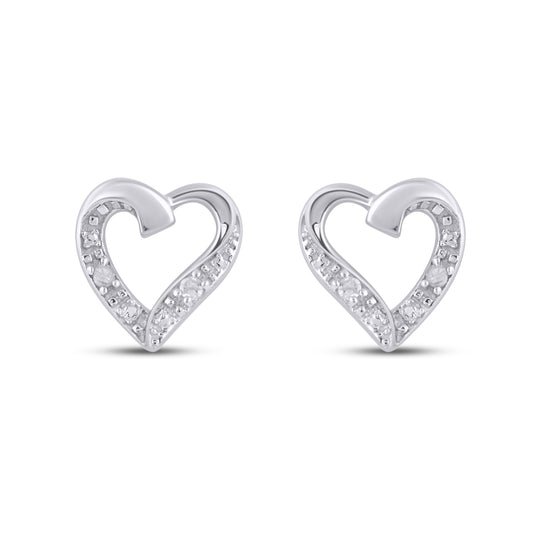 925 SS 0.02CT D- EARRINGS "HEART"
