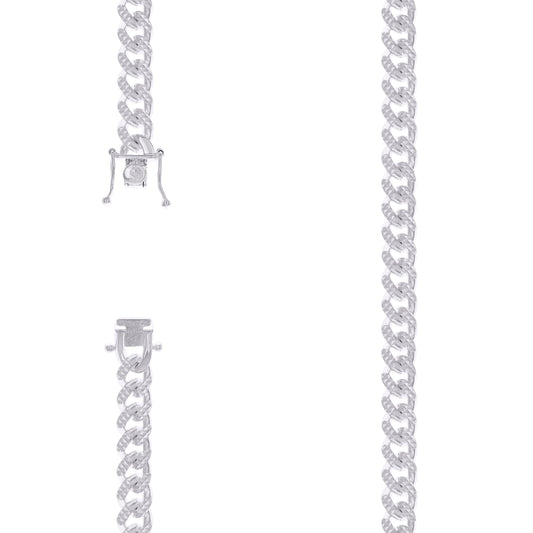 925 Silver Solid Miami Cuban Pyramid Chain 8.4mm