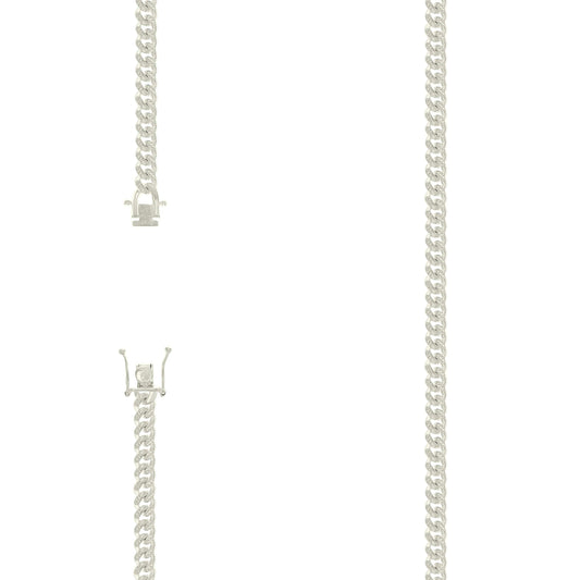 925 Silver Solid Miami Cuban Pyramid Chain Silver 4.9mm