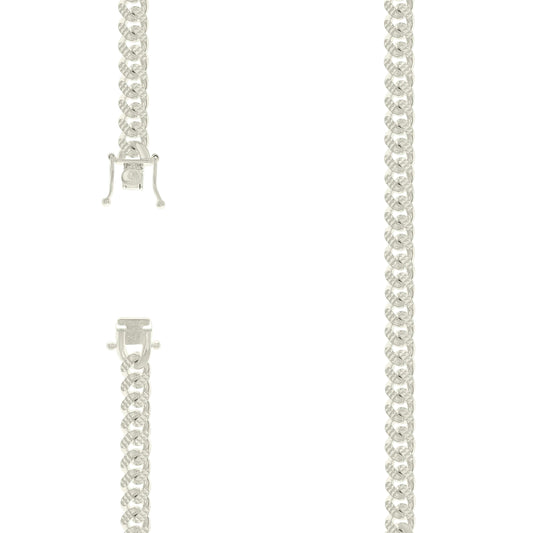 925 Silver Solid Miami Cuban Pyramid Chain Silver 7mm