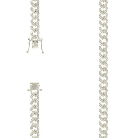 925 Silver Solid Miami Cuban Pyramid Chain Silver 8.4-20"
