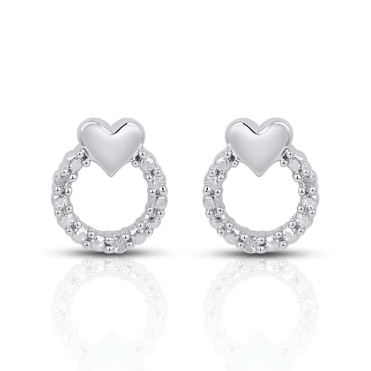 925 SS 0.025CT D- EARRINGS "HEART"