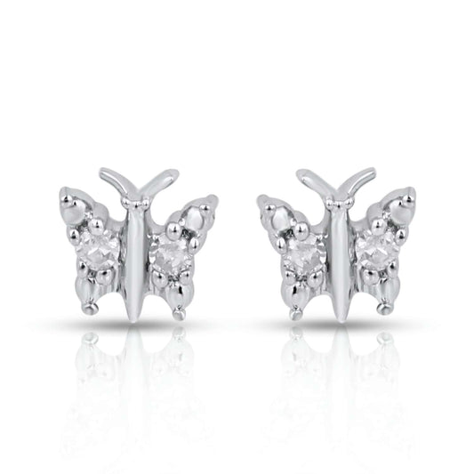 925 SS 0.02CT D- EARRINGS "BUTTERFLY"