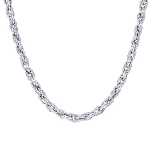 925 Sterling Silver Moissanite Fancy Chain 6mm