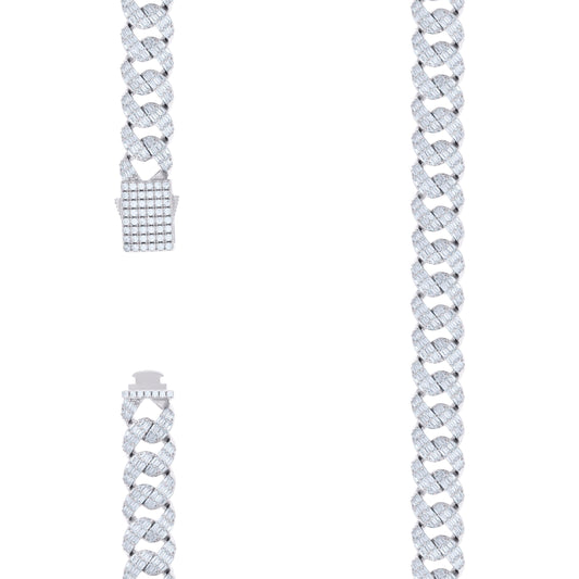 925 Sterling Silver Cz & Baguette Necklace 12mm-22