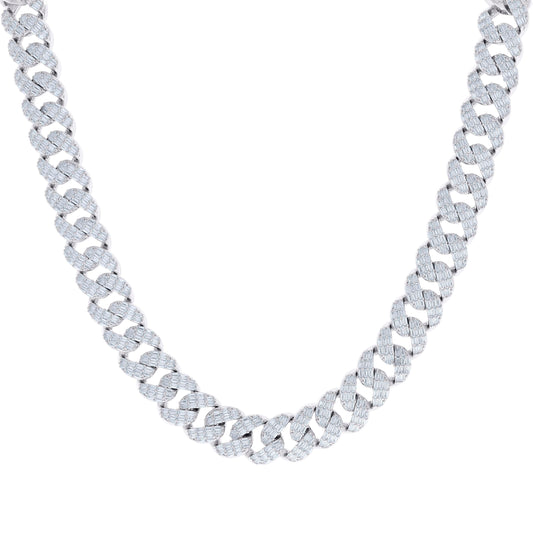925 Sterling Silver Cz & Baguette Necklace 12mm-22