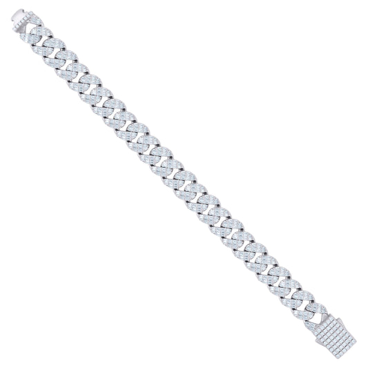 925 Sterling Silver Cz & Baguette Bracelet 12mm-8"
