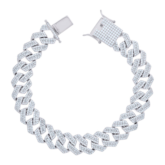 925 Sterling Silver Cz Fancy Bracelet Chain 14mm-8