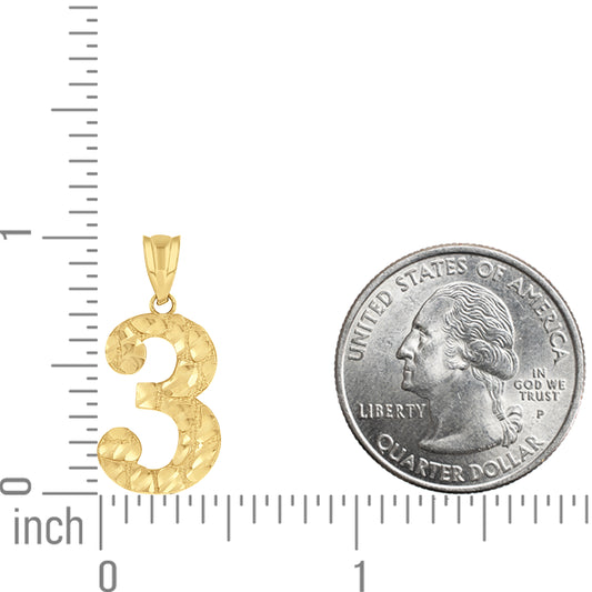 14Kt Gold Number "3" Pendant