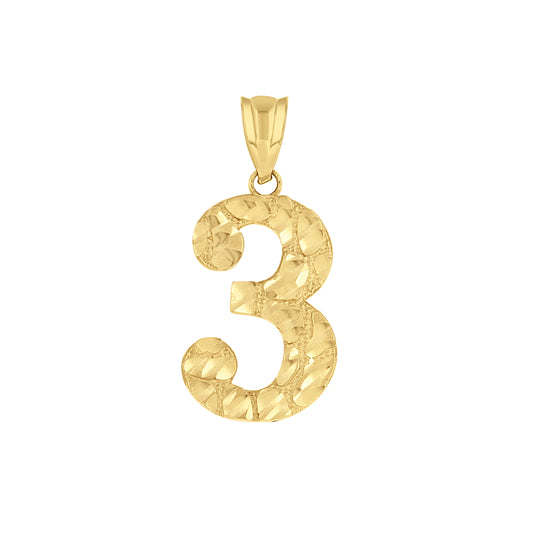 14Kt Gold Number "3" Pendant
