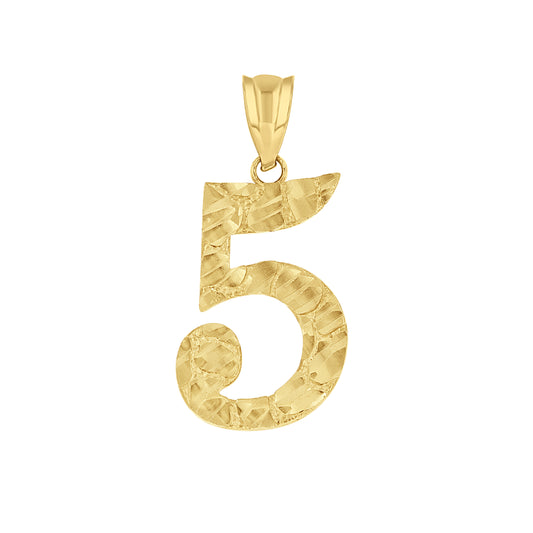 14Kt Gold Number "5" Pendant