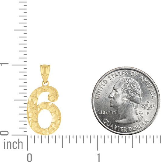 14Kt Gold Number "6" Pendant
