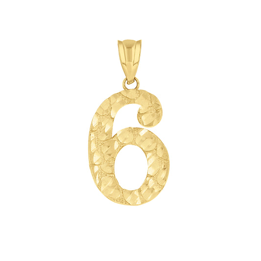14Kt Gold Number "6" Pendant