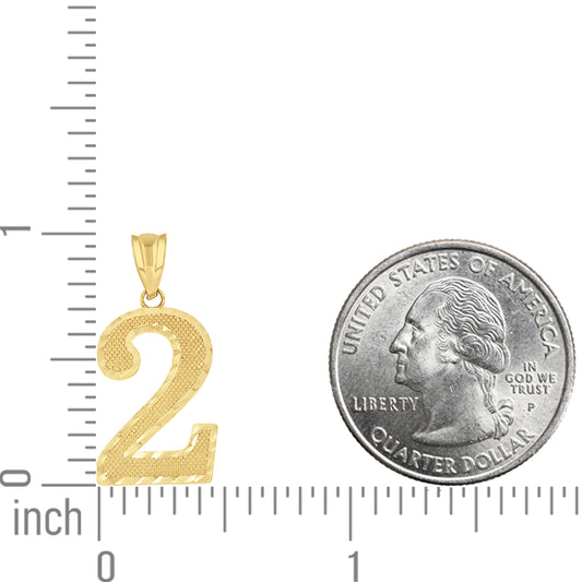 14Kt Gold Number "2" Pendant
