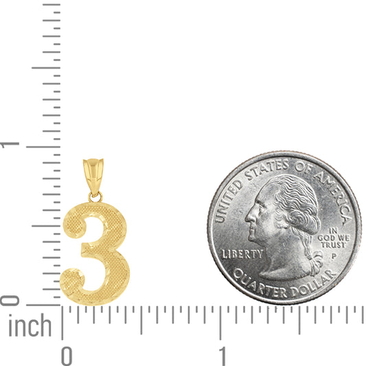 14Kt Gold Number "3" Pendant