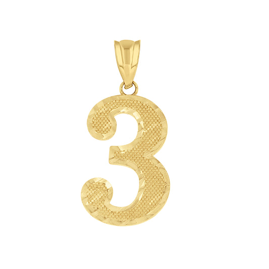 14Kt Gold Number "3" Pendant