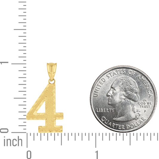 14Kt Gold Number "4" Pendant