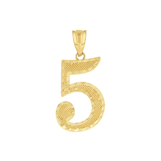 14Kt Gold Number "5" Pendant