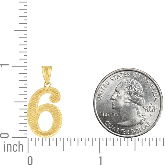 14Kt Gold Number "6" Pendant