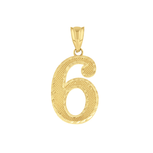 14Kt Gold Number "6" Pendant