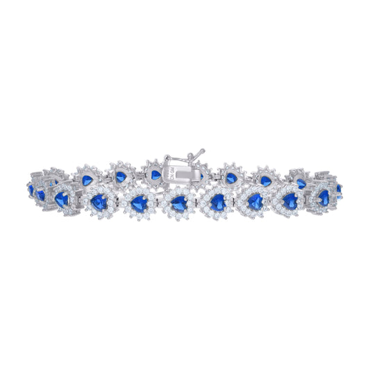 925 Sterling Silver Cz Bracelet 7"