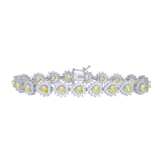 925 Sterling Silver Cz Bracelet 7"