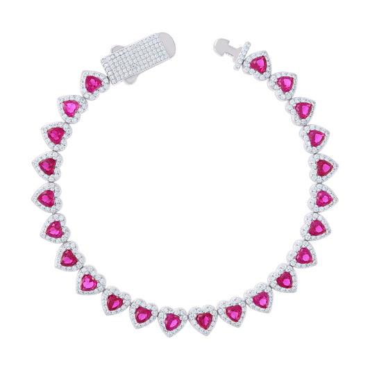 925 Sterling Silver Cz Bracelet 7"