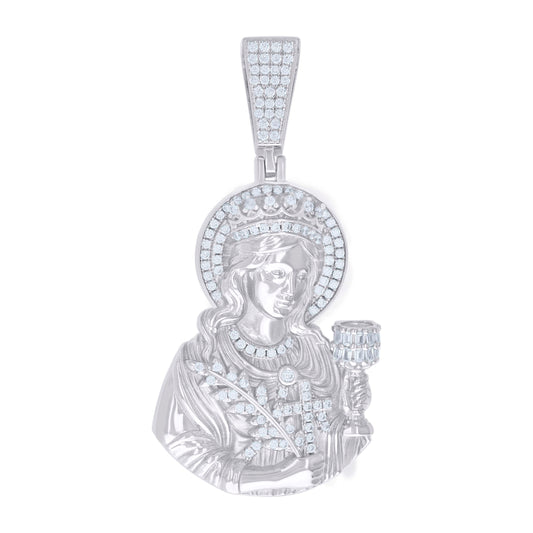 925 Silver Pendant Moissanite 0.69Ctw, Baguette 0.