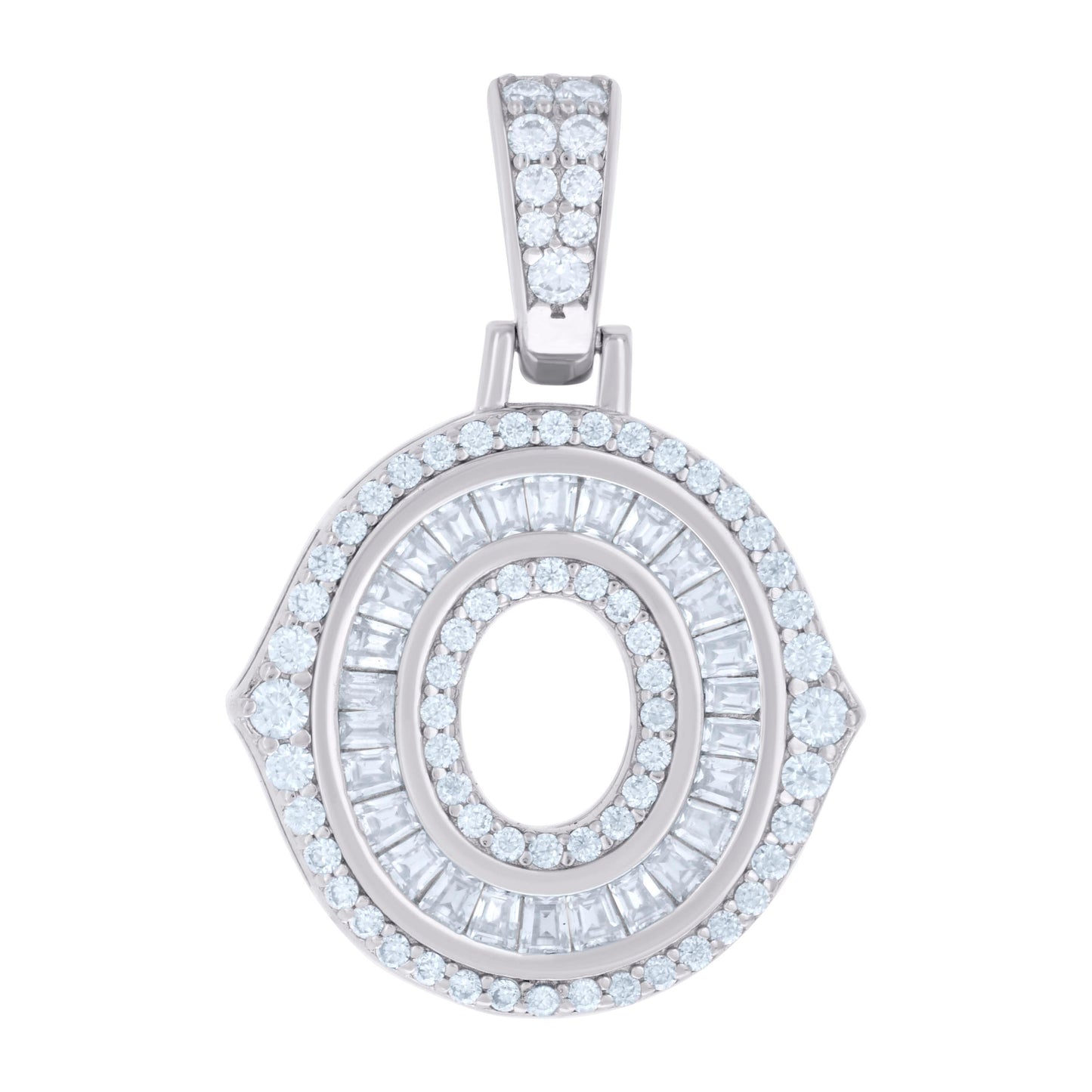 925 Silver Pendant "O" Moissanite 0.56Ct, Baguette