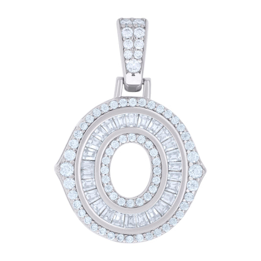 925 Silver Pendant "O" Moissanite 0.56Ct, Baguette