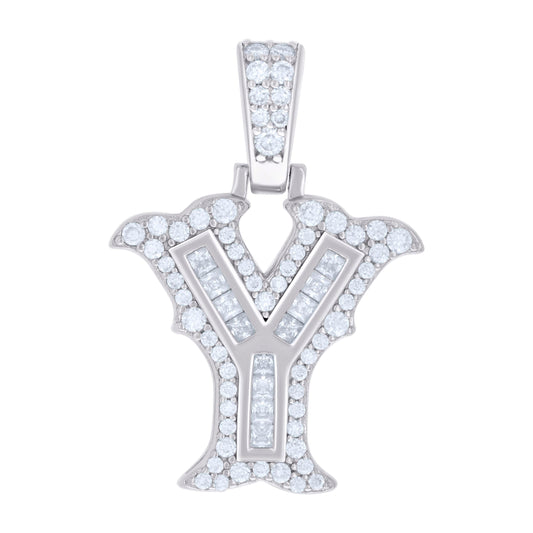 925 Silver Pendant "Y" Moissanite 0.53Ct, Baguette