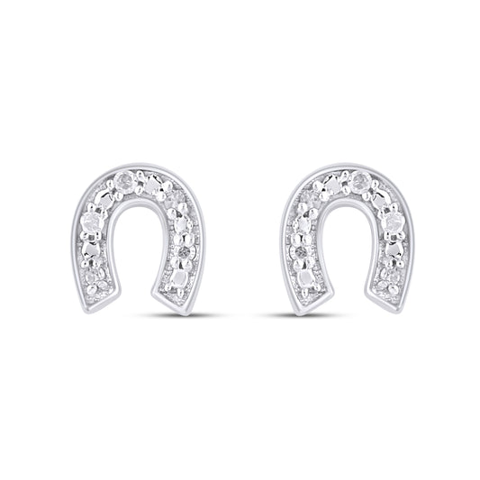 925 SS 0.03CT D- EARRINGS "HORSESHOE"