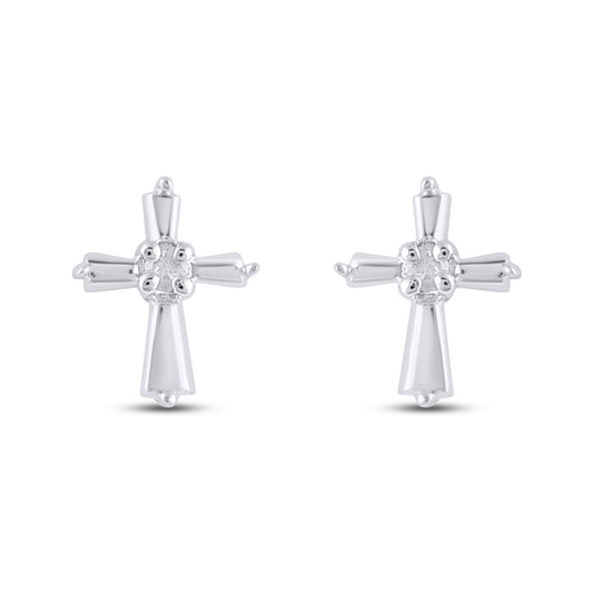 925 SS 0.01CT D- EARRINGS "CROSS"