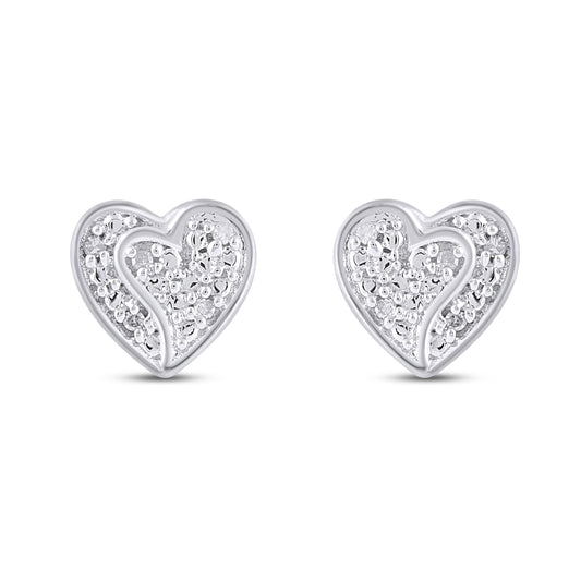 925 SS 0.03CT D- EARRINGS "HEART"