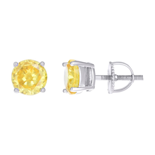 925 Sterling Silver Cz Earrings 6mm Screwback