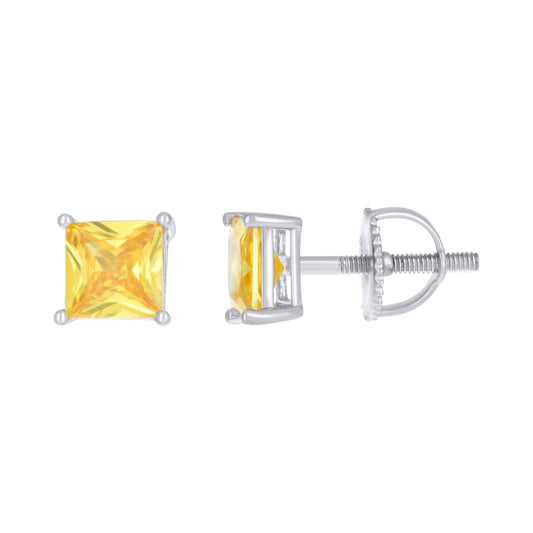 925 Sterling Silver Cz Earrings 6mm Screwback
